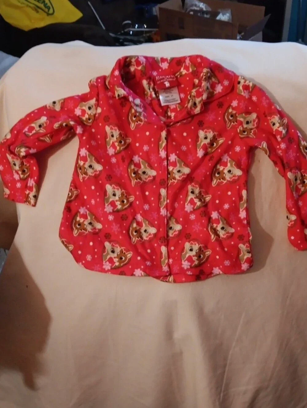 Girls' Cozy Red Reindeer-Print Pajama Set